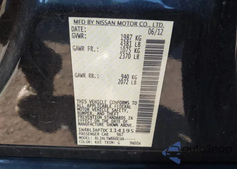 2013 Nissan Altima 3.5 Sv from USA, damaged, VIN 1N4BL3AP7DC114195